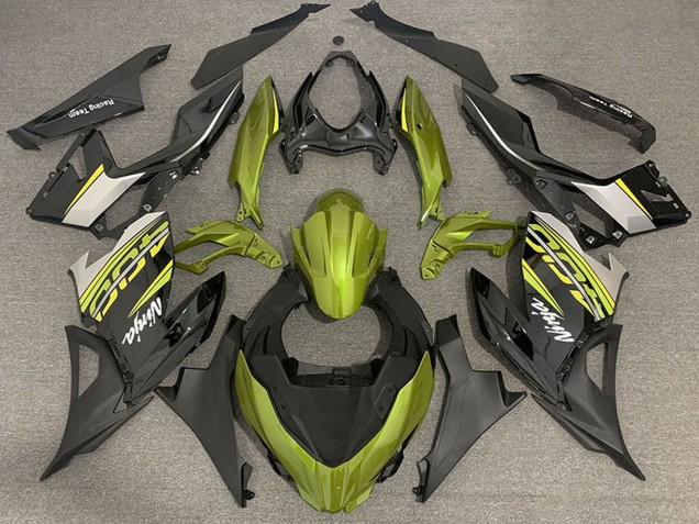 2018-2024 Liquid Yellow Glossy Black Matte Black OEM Style Kawasaki Ninja 400 Motorcycle Fairings