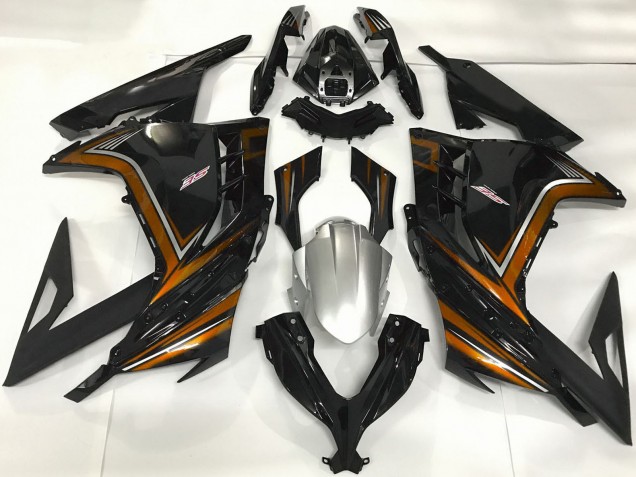 2013-2018 Glossy Black Orange Kawasaki Ninja 300 Motorcycle Fairings