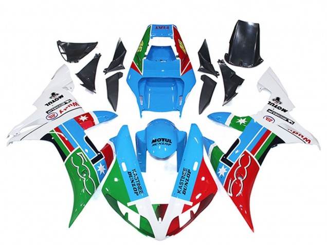 2002-2003 White Blue Red Green Motul Michelin Dunlop Yamaha R1 Motorcycle Fairings