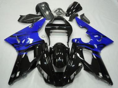 2000-2001 Blue Glossy Black Flame Yamaha R1 Motorcycle Fairings
