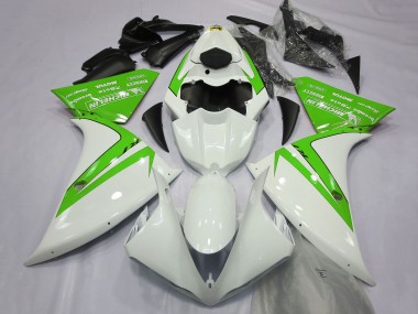 2012-2014 White Green Yamaha R1 Motorcycle Fairings