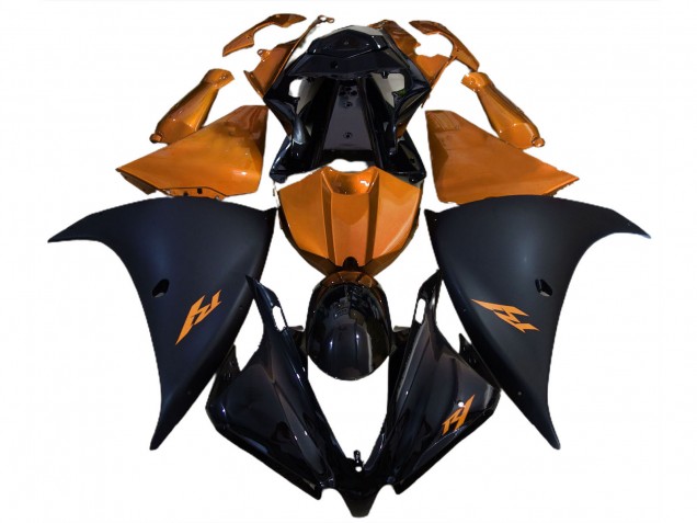2012-2014 Glossy Black Matte Black Orange Yamaha R1 Motorcycle Fairings
