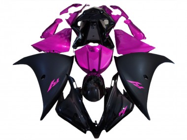 2012-2014 Glossy Black Matte Black Pink Yamaha R1 Motorcycle Fairings