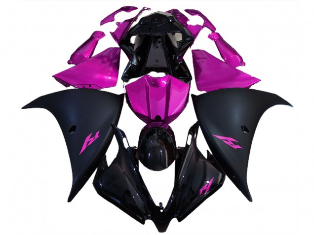 2012-2014 Glossy Black Matte Black Pink Yamaha R1 Motorcycle Fairings