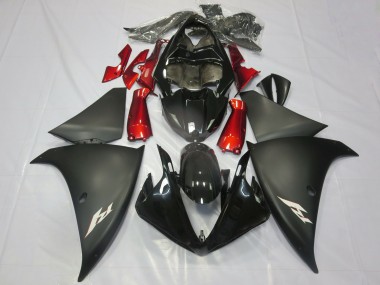 2012-2014 Glossy Black Matte Black Red Yamaha R1 Motorcycle Fairings