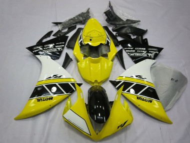 2012-2014 White Yellow Glossy Black Yamaha R1 Motorcycle Fairings