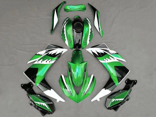 2015-2018 Green White Black Shark Yamaha R3 Motorcycle Fairings