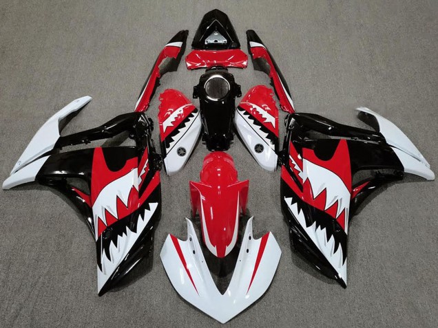 2015-2018 White Red Black Shark Yamaha R3 Motorcycle Fairings