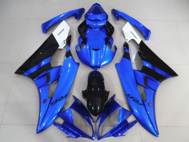 2006-2007 White Blue Glossy Black Yamaha R6 Motorcycle Fairings