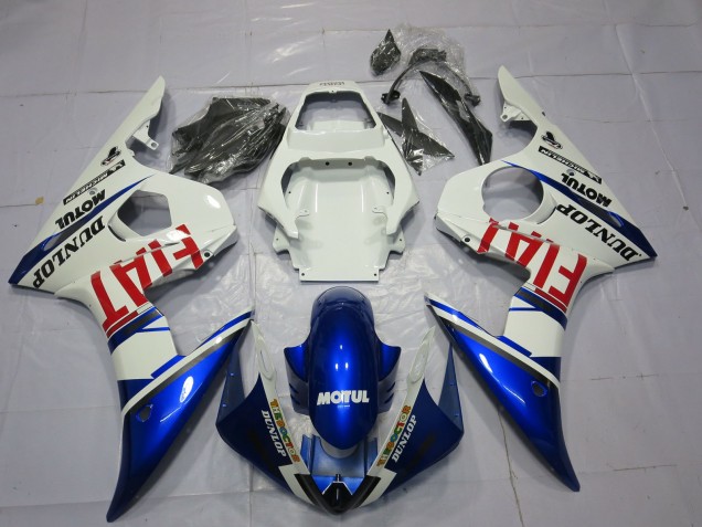 2003-2004 White Blue Red Fiat Motul Dunlop Yamaha R6 Motorcycle Fairings