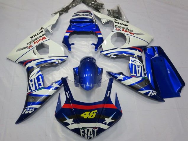 2003-2004 White Blue Fiat Michelin Motul 46 Yamaha R6 Motorcycle Fairings