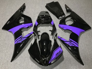 2003-2004 Glossy Black Purple Yamaha R6 Motorcycle Fairings