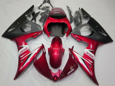 2003-2004 Red White Matte Black Yamaha R6 Motorcycle Fairings