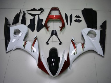 2003-2004 White Red Glossy Black Yamaha R6 Motorcycle Fairings
