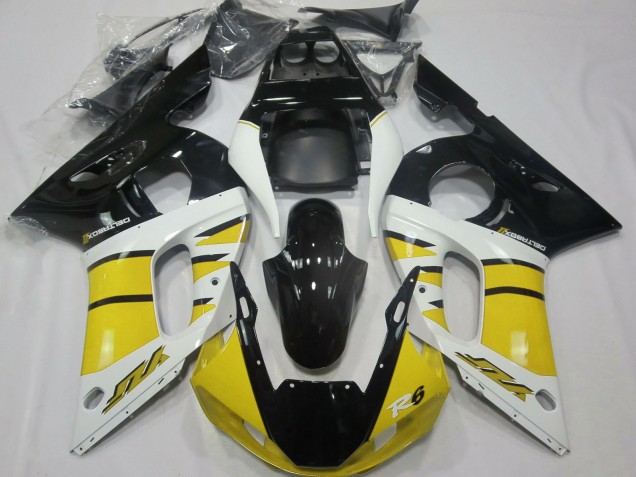 1998-2002 Yellow White Glossy Black Yamaha R6 Motorcycle Fairings
