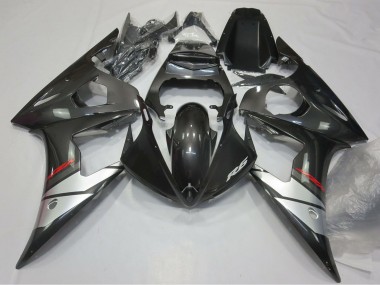 2005 Glossy Black Silver Yamaha R6 Motorcycle Fairings