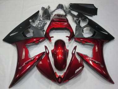 2005 Dark Red Matte Black Yamaha R6 Motorcycle Fairings