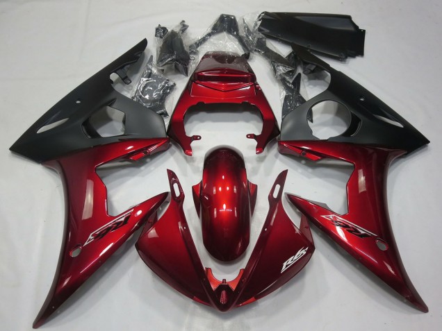 2005 Dark Red Matte Black Yamaha R6 Motorcycle Fairings