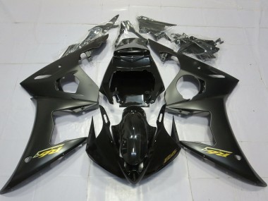 2003-2004 Glossy Black Matte Black Gold Decals Yamaha R6 Motorcycle Fairings