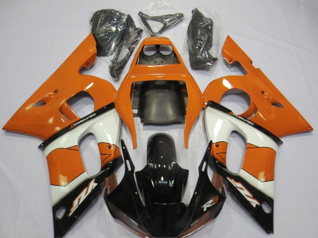 1998-2002 Orange White Glossy Black Yamaha R6 Motorcycle Fairings