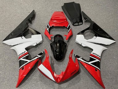 2003-2004 Red White Glossy Black Yamaha R6 Motorcycle Fairings