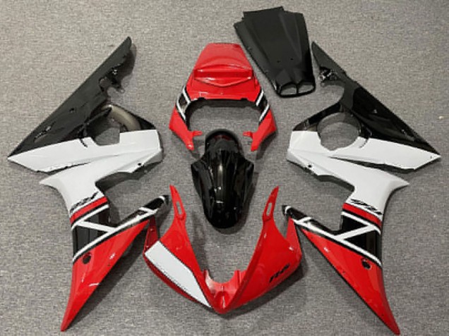 2003-2004 Red White Glossy Black Yamaha R6 Motorcycle Fairings