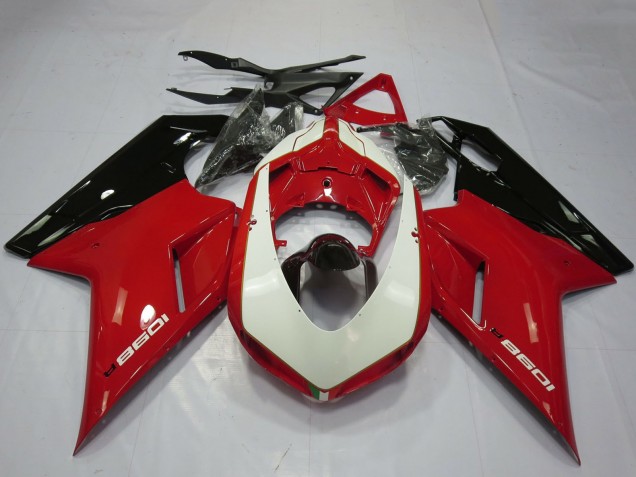 2007-2014 Glossy Red White Glossy Black Ducati 1098 Motorcycle Fairings