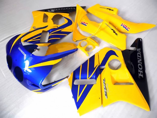 1987-1989 Yellow Blue Glossy Black Honda CBR400RR NC23 Motorcycle Fairings