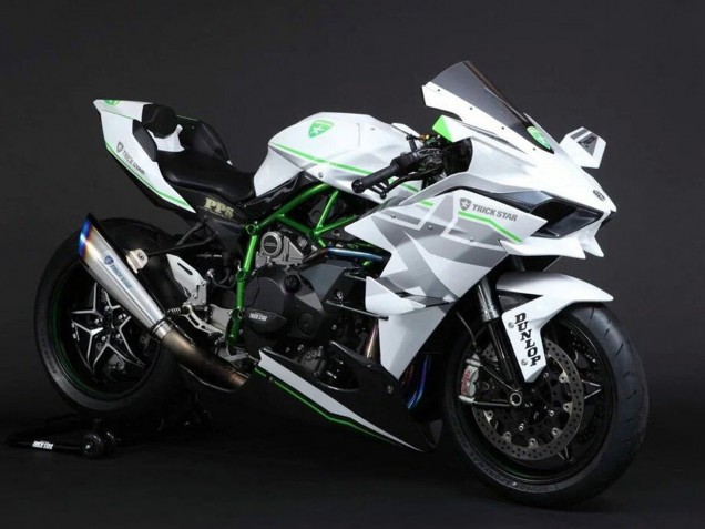 2015-2022 White Silver Green Kawasaki Ninja H2 Motorcycle Fairings
