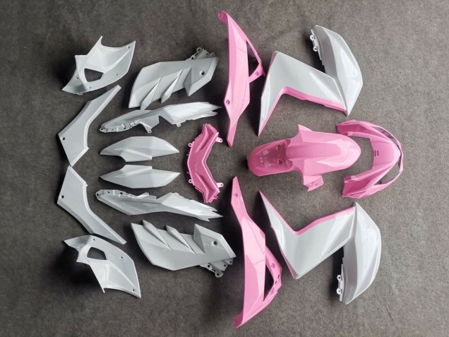 2015-2016 White Pink Kawasaki Z250/Z300 Motorcycle Fairings