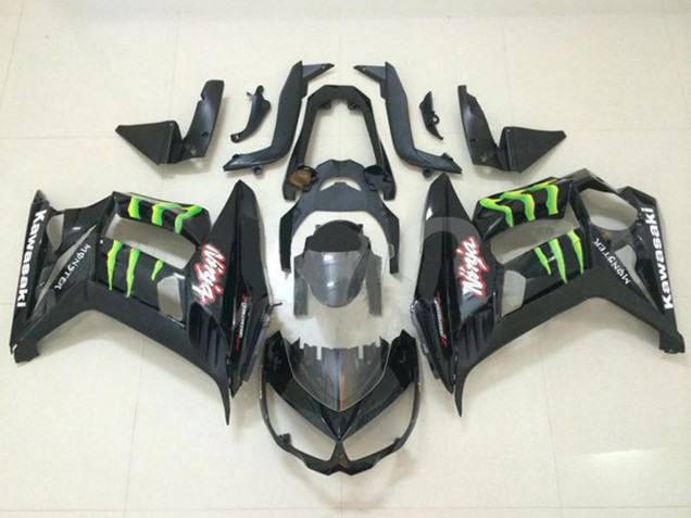2010-2016 Glossy Black Green Monster Kawasaki Z1000SX Motorcycle Fairings