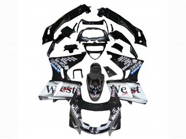 1993-2007 Glossy Black White West Kawasaki ZZR400 Motorcycle Fairings
