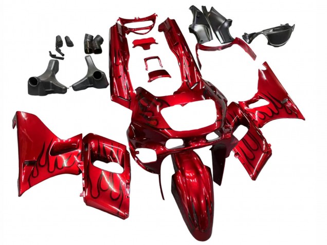1993-2007 Red Black Flame Kawasaki ZZR400 Motorcycle Fairings