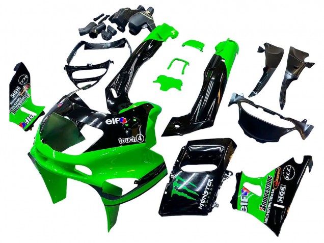 1998-2003 Green Black Monster Elf Kawasaki ZZR600 Motorcycle Fairings