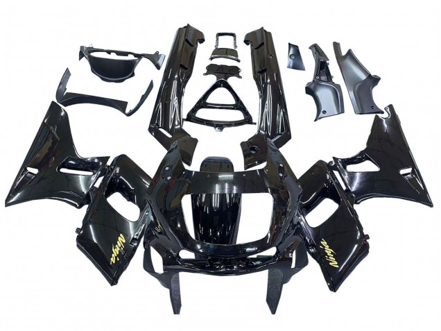1998-2003 Glossy Black Gold Ninja Kawasaki ZZR600 Motorcycle Fairings