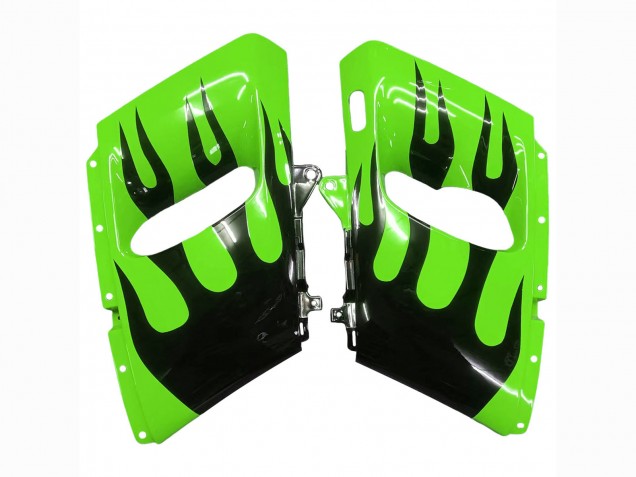 1993-2007 Green Glossy Black Flame Kawasaki ZZR400 Motorcycle Fairings