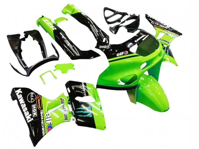 1993-2007 Green Glossy Black Blue Monster Elf Touch4 Bridgestone Kawasaki ZZR400 Motorcycle Fairings