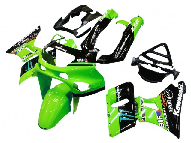 1993-2007 Green Glossy Black Blue Monster Elf Touch4 Bridgestone Kawasaki ZZR400 Motorcycle Fairings