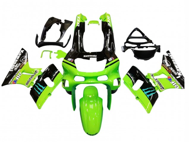 1998-2003 Green Glossy Black Blue Monster Elf Touch4 Bridgestone Kawasaki ZZR600 Motorcycle Fairings