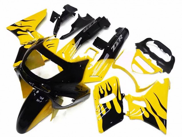 1993-2007 Yellow Black Flame Kawasaki ZZR400 Motorcycle Fairings