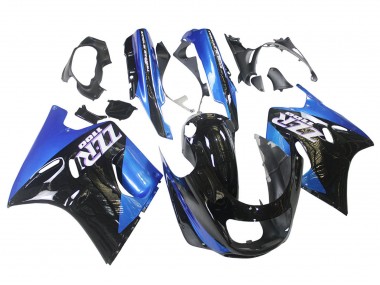 1990-1992 Blue Glossy Black Kawasaki ZZR1100 Motorcycle Fairings