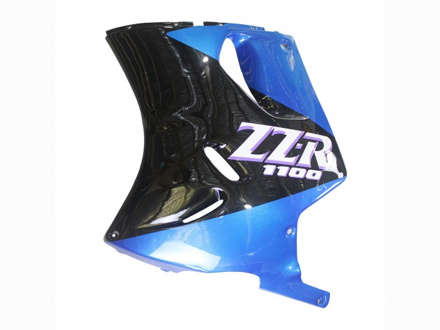 1990-1992 Blue Glossy Black Kawasaki ZZR1100 Motorcycle Fairings