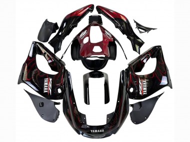 1997-2007 Black with Dark Red Flame Yamaha YZF 1000R Thunderace Motorcycle Fairings