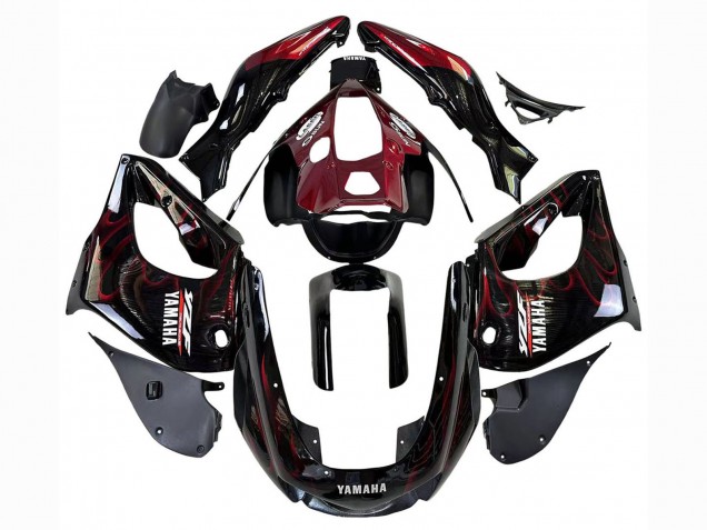 1997-2007 Black with Dark Red Flame Yamaha YZF 1000R Thunderace Motorcycle Fairings