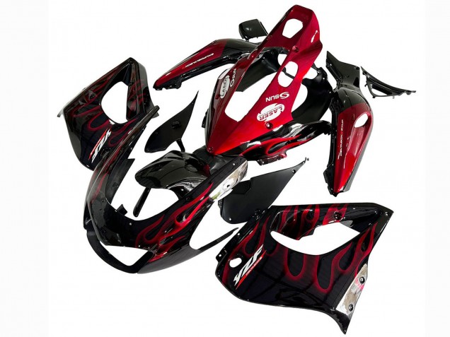 1997-2007 Black with Red Flame Yamaha YZF 1000R Thunderace Motorcycle Fairing Kits