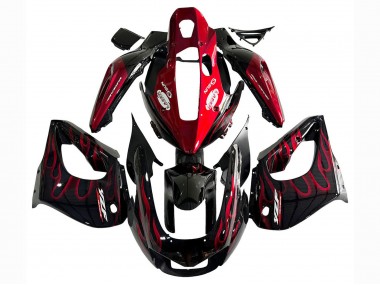 1997-2007 Black with Red Flame Yamaha YZF 1000R Thunderace Motorcycle Fairing Kits