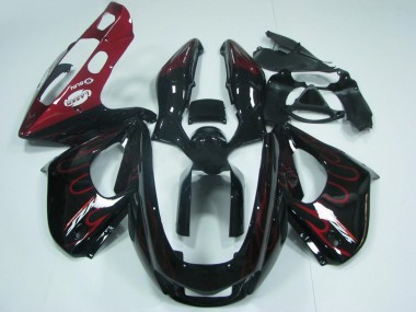 1997-2007 Black with Red Flame Yamaha YZF 1000R Thunderace Motorcycle Fairings