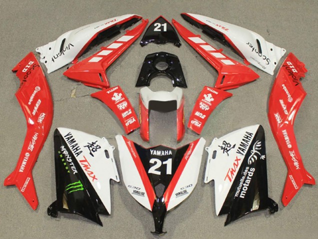 2012-2014 White Red Black Monster 21 Yamaha TMAX530 Motorcycle Fairings