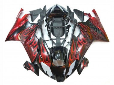2003-2006 Glossy Black Red Flame Aprilia RSV1000 Motorcycle Fairings