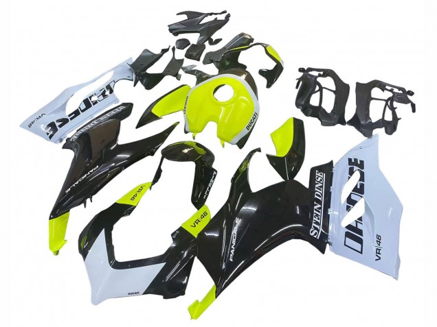 2020-2024 White Lime Green Glossy Black Stein Dinse VR 46 Ducati Panigale V2 Motorcycle Fairings
